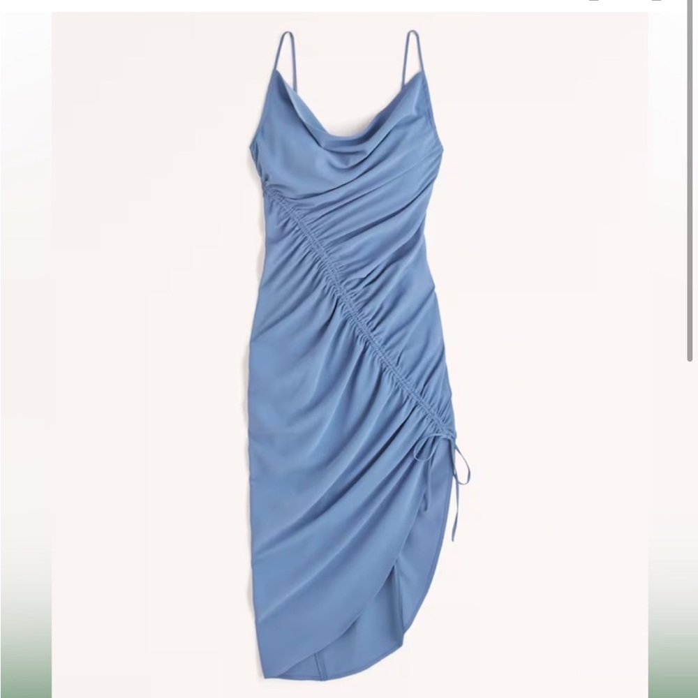 Abercrombie & Fitch Asymmetrical Cinched Midi Dress Blue size Large Tall